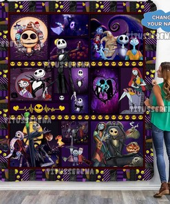 The Nightmare Before Christmas Blanket - Jack Skellington and Sally Love Quilt Gift