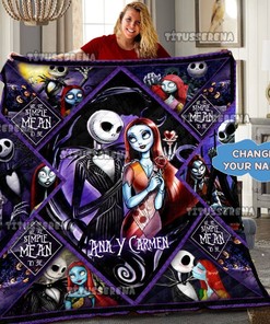 The Nightmare Before Christmas Blanket - Jack Skellington and Sally Love Quilt Gift For Fans
