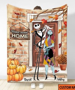 The Nightmare Before Christmas Blanket - Personalized Jack Skellington Fall Pumpkin