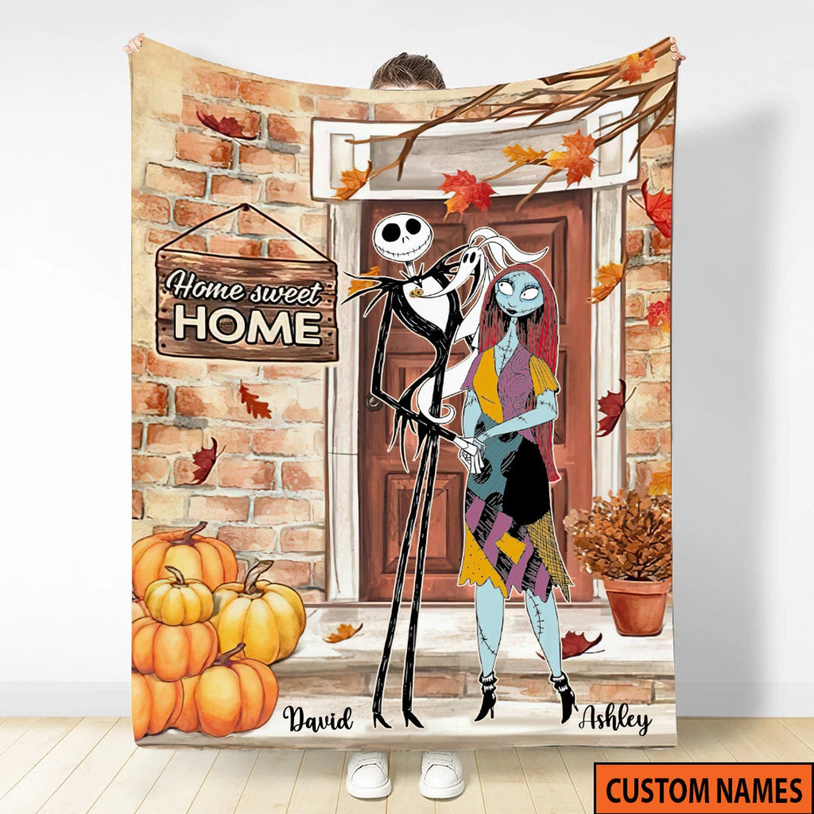 The Nightmare Before Christmas Blanket - Personalized Jack Skellington Fall Pumpkin