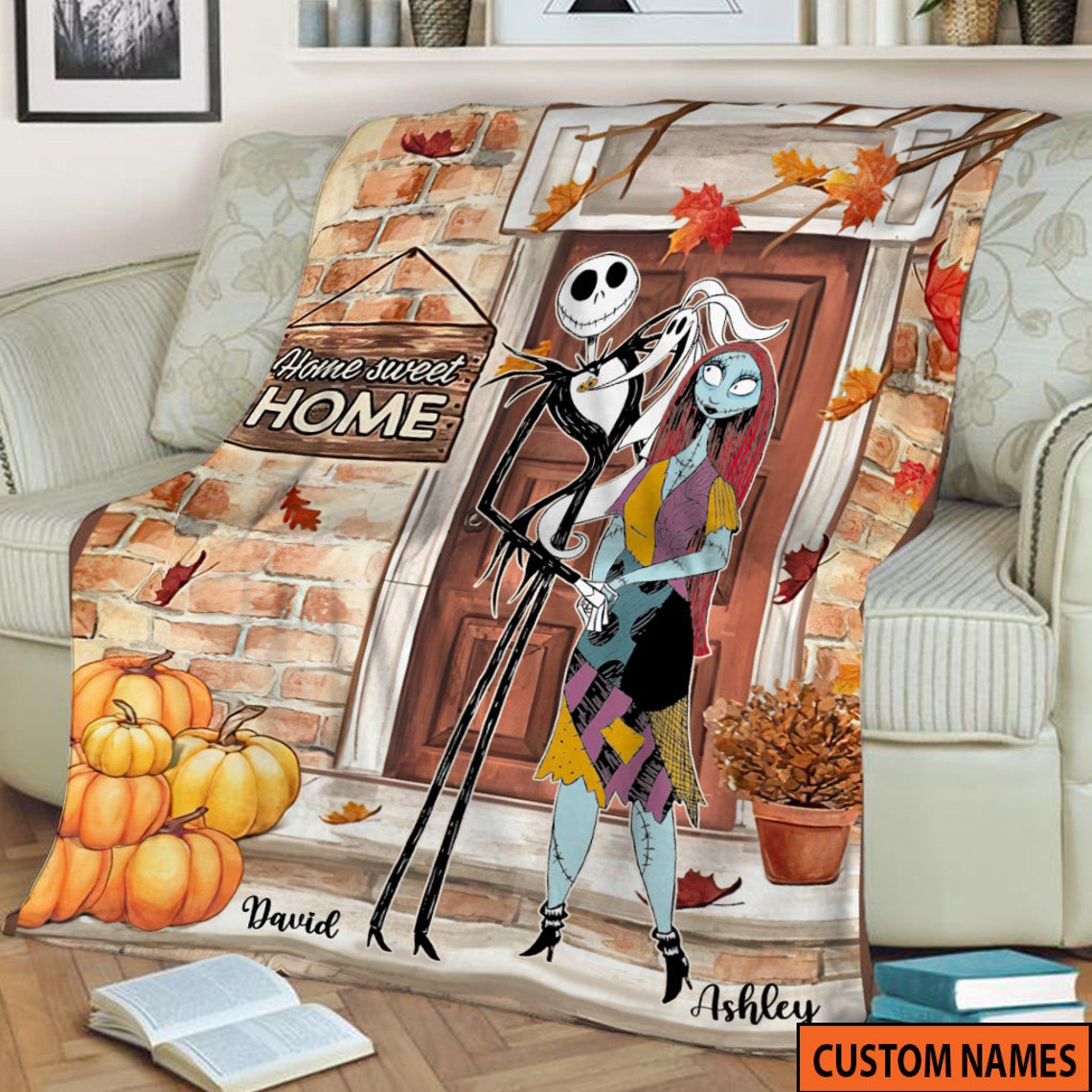 The Nightmare Before Christmas Blanket - Personalized Jack Skellington Fall Pumpkin