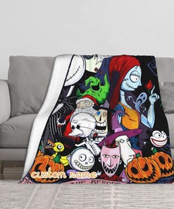 The Nightmare Before Christmas Custom Name Double Layer Blanket - Bedroom Decor Gift
