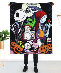 The Nightmare Before Christmas Custom Name Double Layer Blanket - Bedroom Decor Gift