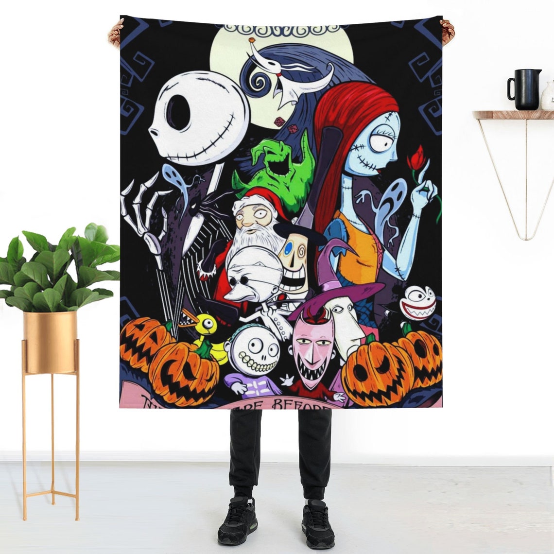 The Nightmare Before Christmas Custom Name Double Layer Blanket - Bedroom Decor Gift