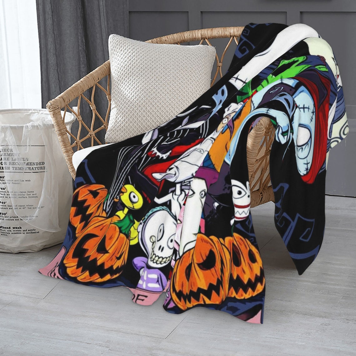 The Nightmare Before Christmas Custom Name Double Layer Blanket - Bedroom Decor Gift
