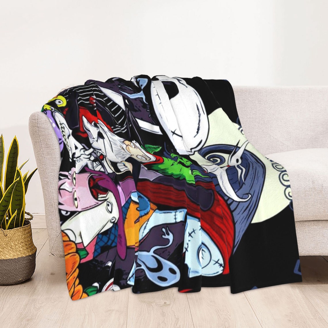 The Nightmare Before Christmas Custom Name Double Layer Blanket - Bedroom Decor Gift
