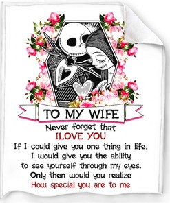 To My Wife Halloween Blankets - Personalized Jack Skellington Flannel Blanket for All Seasons