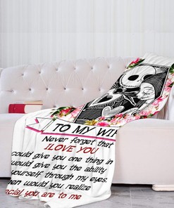 To My Wife Halloween Blankets - Personalized Jack Skellington Flannel Blanket for All Seasons