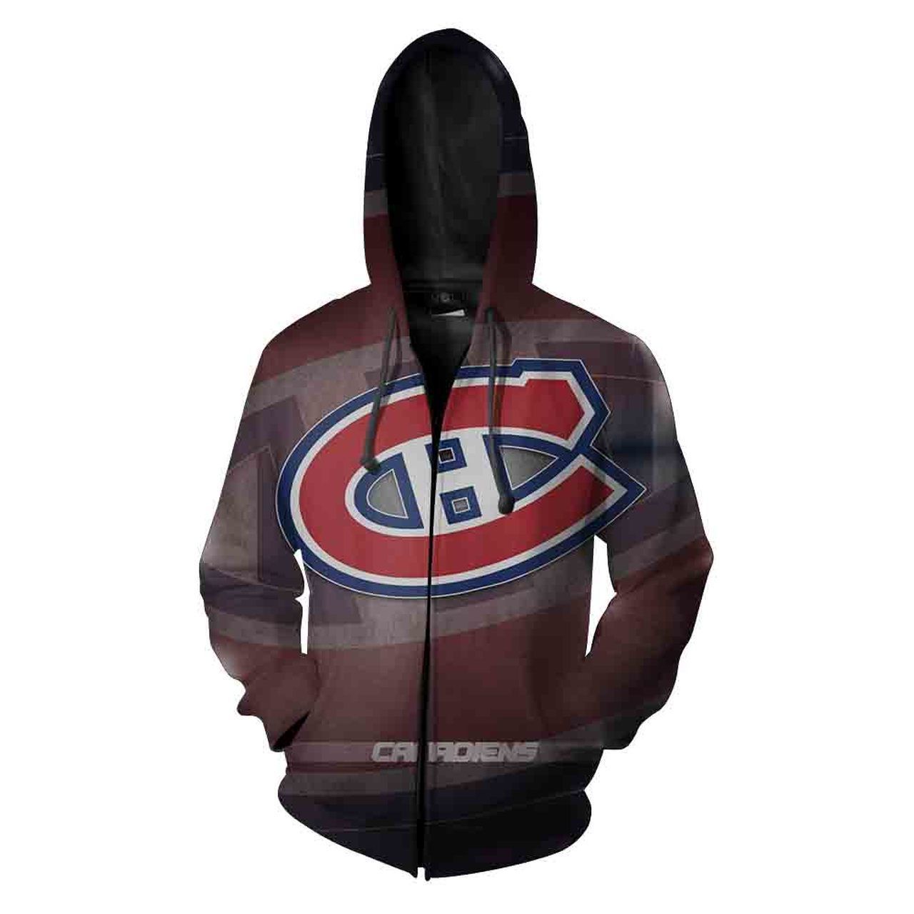 Trendy Montr Al Canadiens Nhl Football 3D All Over Print Zip Up Hoodie Option
