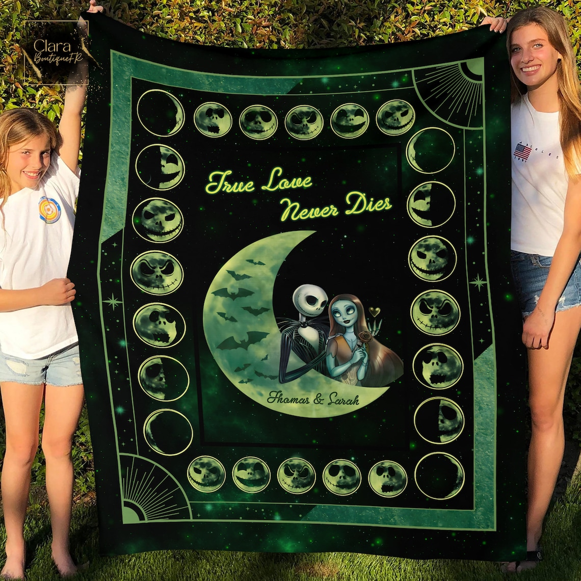 True Love Never Dies Jack Skellington And Sally Blanket - Personalized Fleece, Mink, and Sherpa Blanket