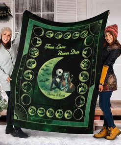 True Love Never Dies Jack Skellington And Sally Blanket - Personalized Fleece, Mink, and Sherpa Blanket