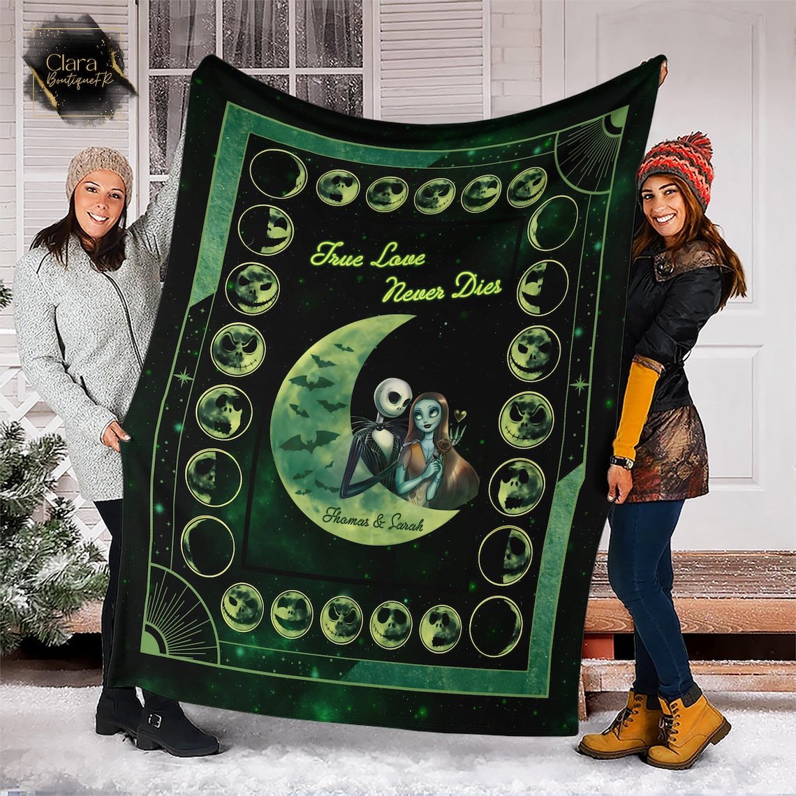 True Love Never Dies Jack Skellington And Sally Blanket - Personalized Fleece, Mink, and Sherpa Blanket
