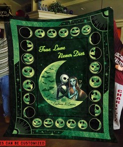 True Love Never Dies Jack Skellington And Sally Blanket - Personalized Fleece, Mink, and Sherpa Blanket