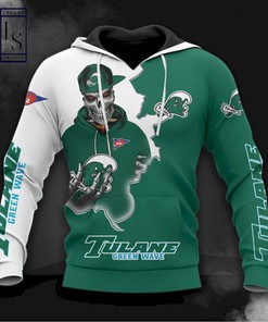 Tulane Green Wave Hip Hop Skeleton Hoodie 3D - Custom All Over Print Hoodie