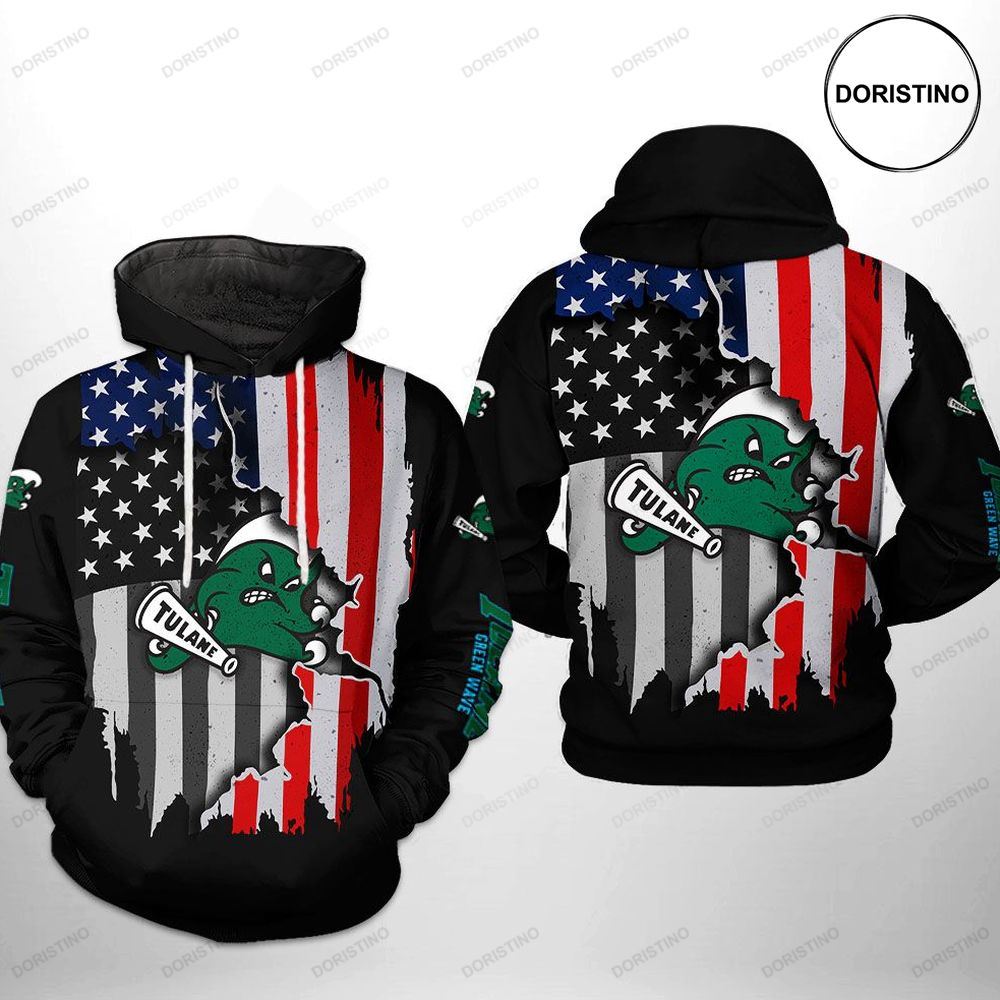Tulane Green Wave Ncaa Us Flag Limited Edition 3D Hoodie - All Over Print Hoodie Printful