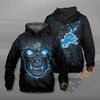 Unique Lava Skull Design Detroit Lions 3D Hoodie With Zipper