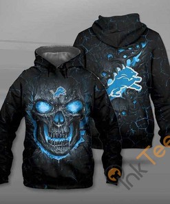 Unique Lava Skull Design Detroit Lions 3D Hoodie With Zipper
