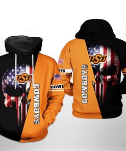 University Of Oklahoma State Cowboys Ncaa Us Flag Skull 3D Hoodie 