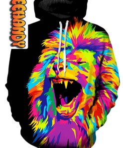 Unleash Your Inner Lion With Psychedelic Lion Unisex All Over Print 3D Hoodie