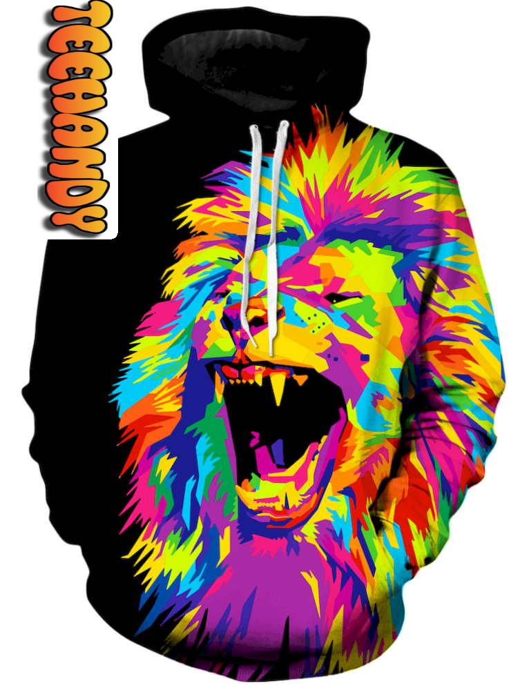 Unleash Your Inner Lion With Psychedelic Lion Unisex All Over Print 3D Hoodie