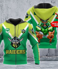 Unleash Your Nrl Spirit With Canberra Raiders Custom Name 3D All Over Print Zip Up Hoodie