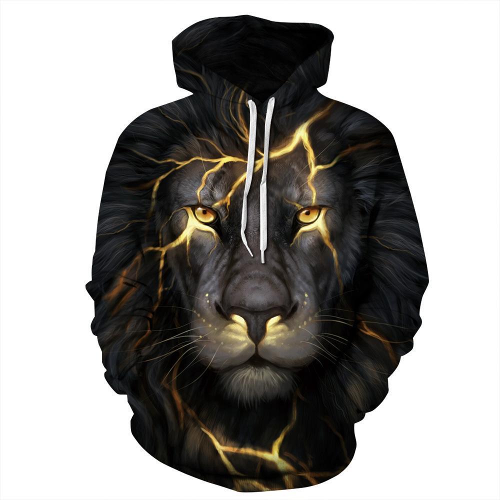 Unleash Your Wild Side With The Black Lion Epic Animals 3D Hoodie