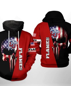 Us Flag Skull All Over Print 3D Hoodie - Liberty Flames Ncaa Collection