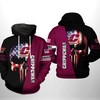 Us Flag Skull Zip-Up Hoodie With 3D All Over Print For Central Michigan Chippewas Fans 