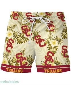 Usc Trojans Floral Hawaiian  And Shorts With All Over Print Design