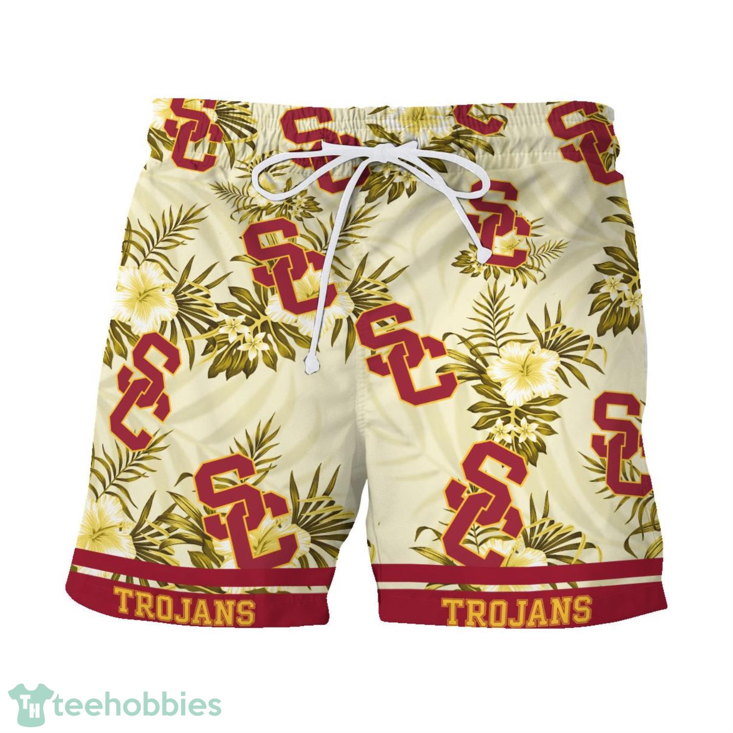 Usc Trojans Floral Hawaiian And Shorts With All Over Print Design