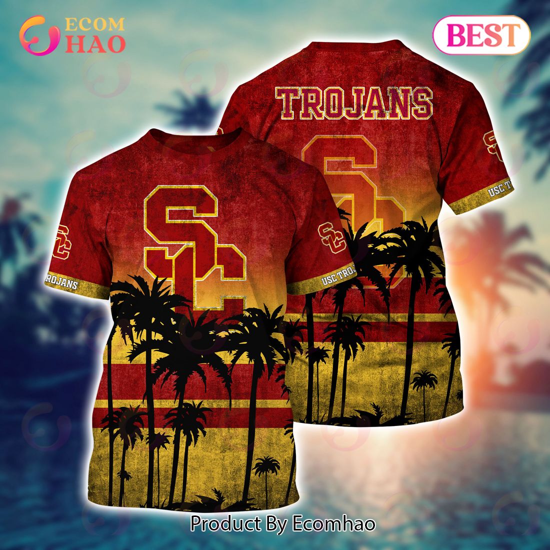 Usc Trojans Hawaii & Shorts With All Over Print Design