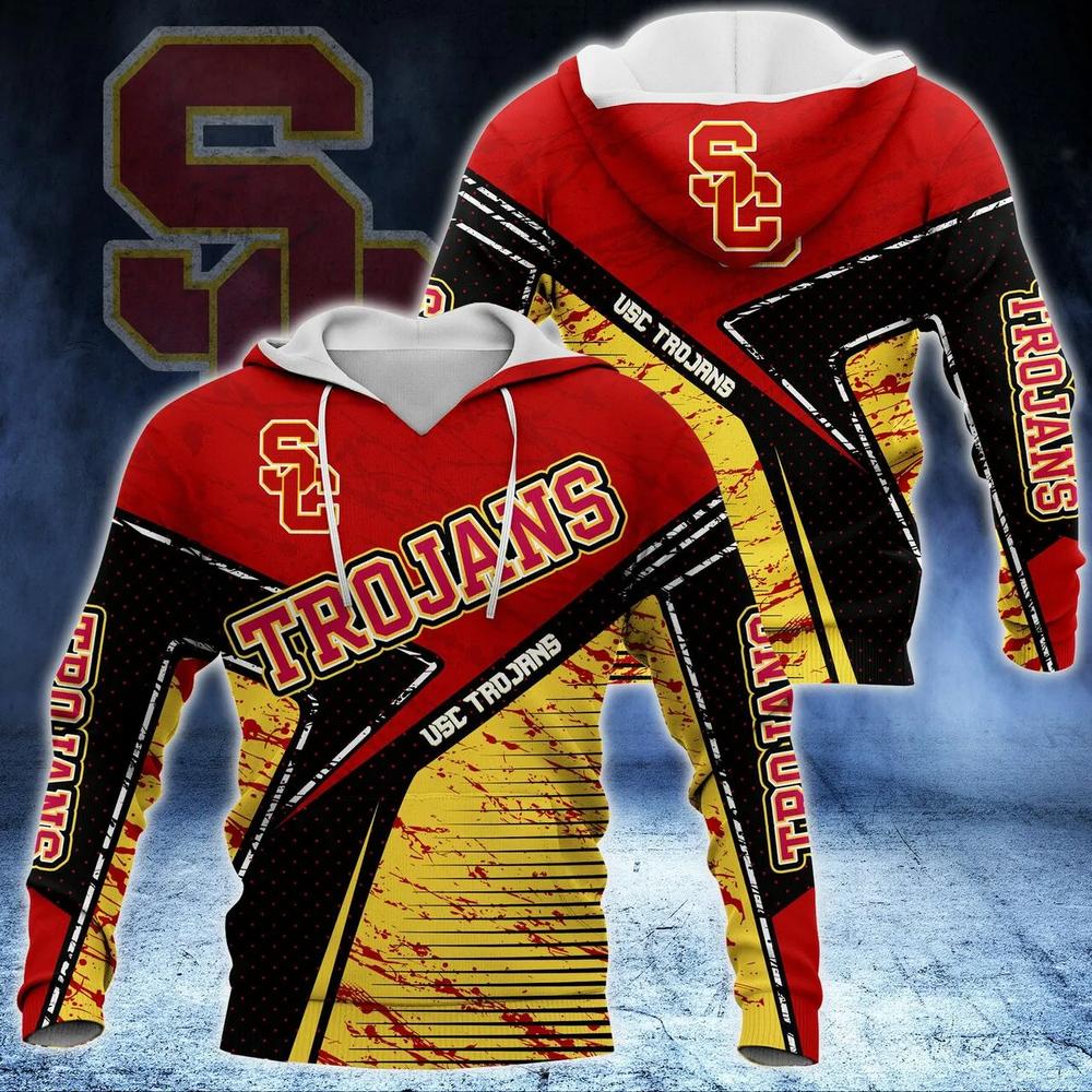 Usc Trojans Logo Football Vintage All Over Print 3D Hoodie Great For Gift