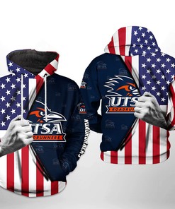 Utsa Roadrunners Usa Flag Custom All Over Print 3D Zip-Up Hoodie For Fans