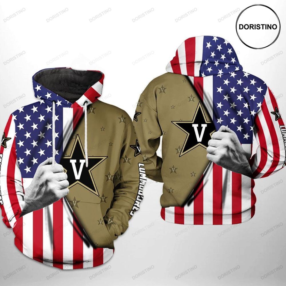 Vanderbilt Commodores Limited Edition All Over Print 3D Hoodie With Us Flag