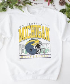 Vintage Michigan Crewneck Sweatshirt - Distressed College Sweater