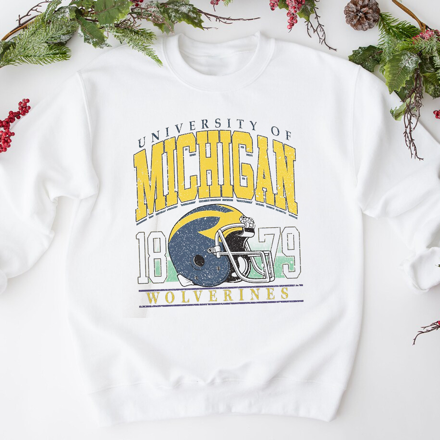 Vintage Michigan Crewneck Sweatshirt - Distressed College Sweater