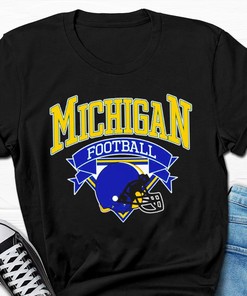 Vintage Michigan Football Helmet Shirt - Retro Wolverines Apparel