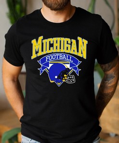 Vintage Michigan Football Helmet Shirt - Retro Wolverines Apparel