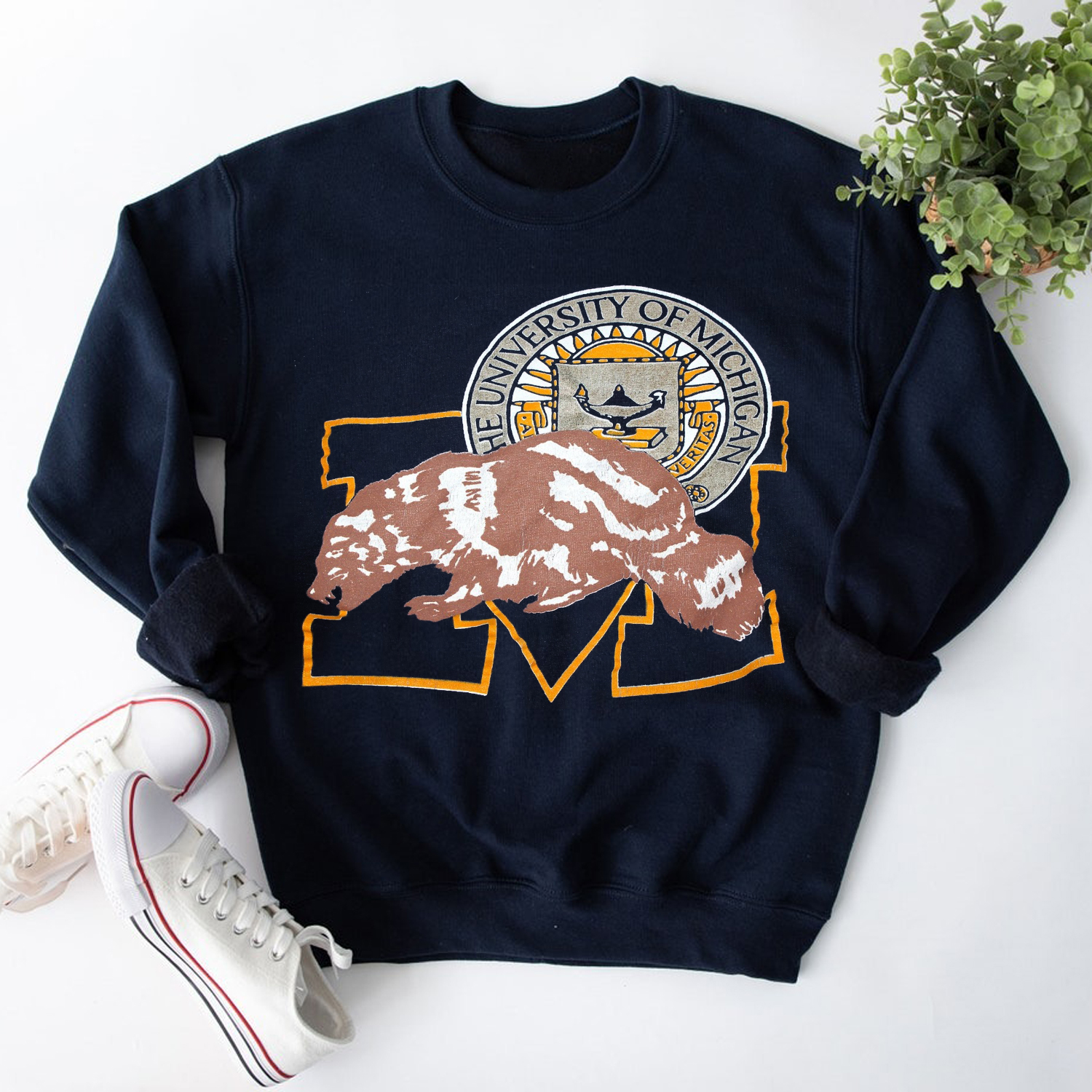 Vintage Michigan Wolverines Football Retro Logo Sweatshirt - College Sports Apparel