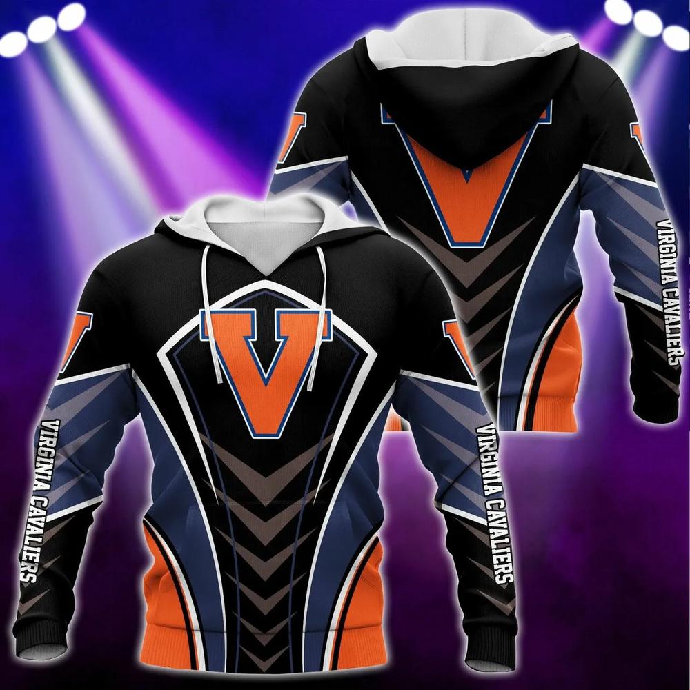 Virginia Cavaliers Armor Black Custom All Over Print 3D Hoodie For Fans