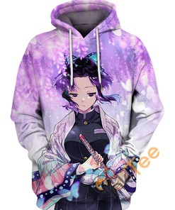 Wear The Rage With Dance Of Shinobu Kocho Hoodie In 3D - Perfect For Kimetsu No Yaiba Fans! 