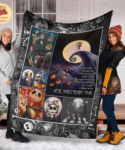 We're Simply Meant To Be Nightmare Blanket - Jack and Sally Fleece Bedding Throw