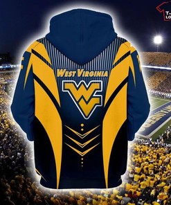 West Virginia Mountaineers Blue And Gold All Over Print 3D Hoodie For Men - Perfect For Game Day