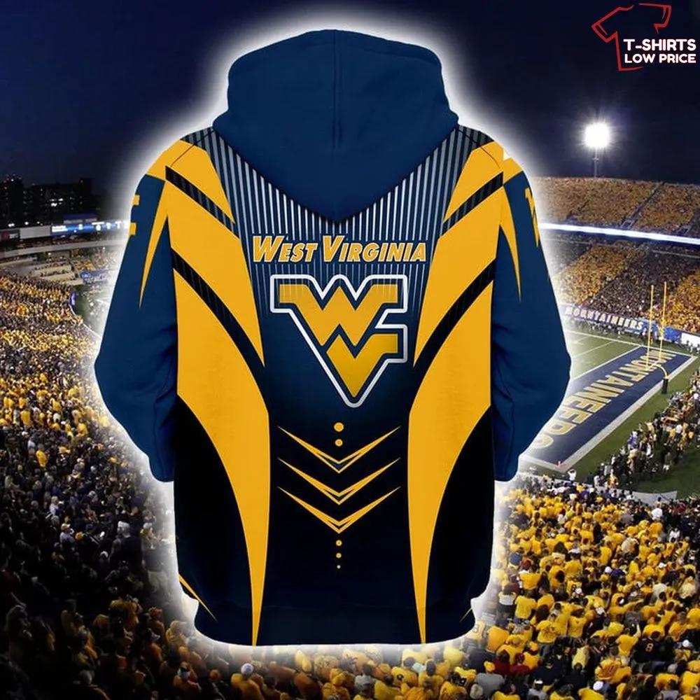 West Virginia Mountaineers Blue And Gold All Over Print 3D Hoodie For Men - Perfect For Game Day