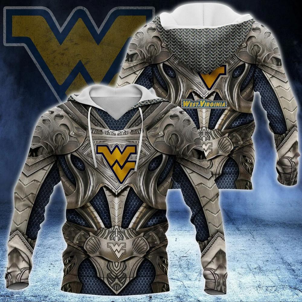 West Virginia Mountaineers Knights Templar Armor, We Are Army And We Are Family 3D Hoodie - Unique Ncaa Gifts