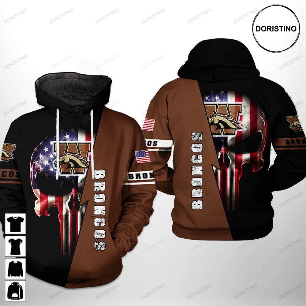 Western Michigan Broncos Us Flag Skull Limited Edition All Over Print 3D Hoodie, Great For Patriotic Occasions