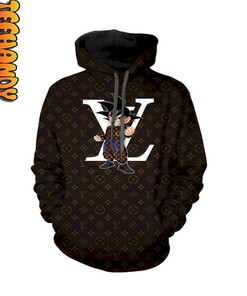 What Happens When Fashion Meets Streetwear? Black Goku With Louis Vuitton 3D Hoodie