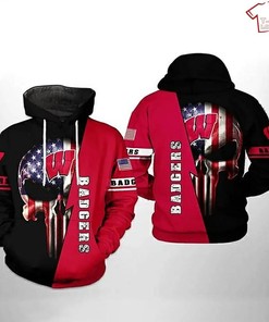Wisconsin Badgers Flag Skull 3D Hoodie For Men And Women