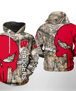 Wisconsin Badgers Ncaa Camo Veteran Hunting 3D All Over Print Hoodie - Custom All Over Print Hoodies