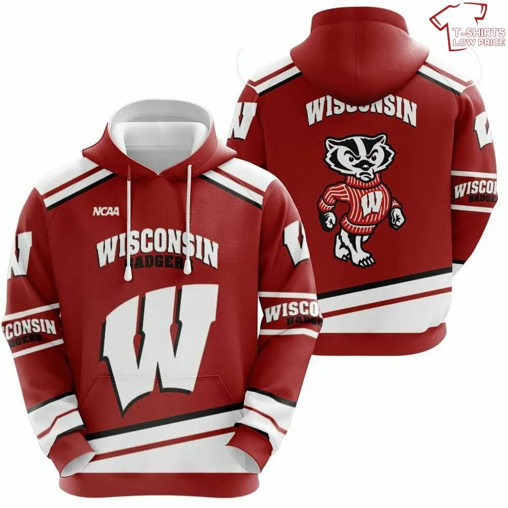 Wisconsin Badgers Red White 3D Hoodie - Perfect For Fans